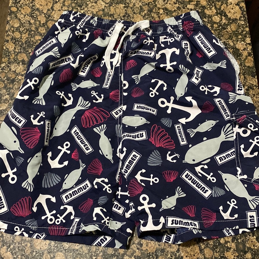 Men’s Medium Swim Shorts with Anchors and Manatees